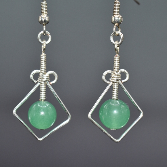 Aventurine earrings, very powerful stone earrings - Picture 2 of 5